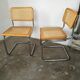 Pair of chairs, canning and chrome tubular metal