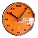 Vintage formica clock square silent wall pendulum "BC Paris silver orange"