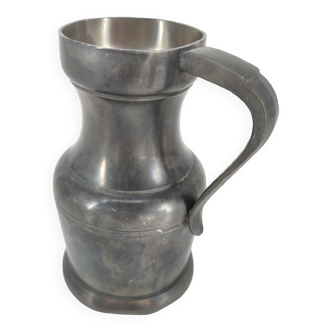 Pitcher water wine carafe Paris France hallmarked, manor pewter