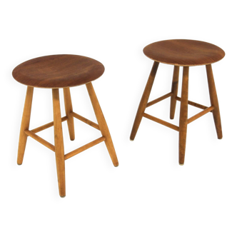 Set of 2 "Pinnstolar" teak stools, Nesto, Nässjö, Sweden 1960