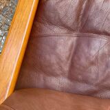 HS Denmark sofa in leather and teak from the 60s