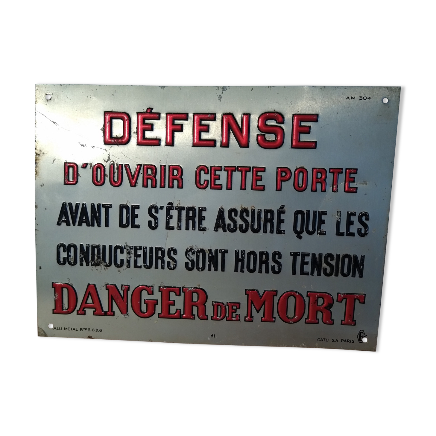 Vintage industrial metal plate