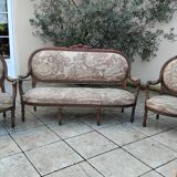 Louis XVI style antique sofa and armchair