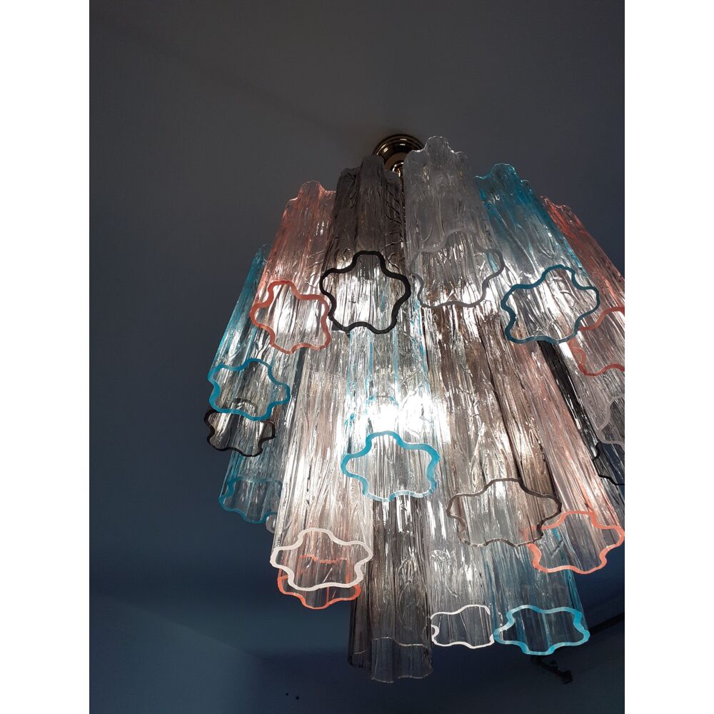 Multicolour “tronchi” murano glass chandelier d50
