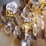 Antique Brass Chandelier with Antique Tassels and Lampshades