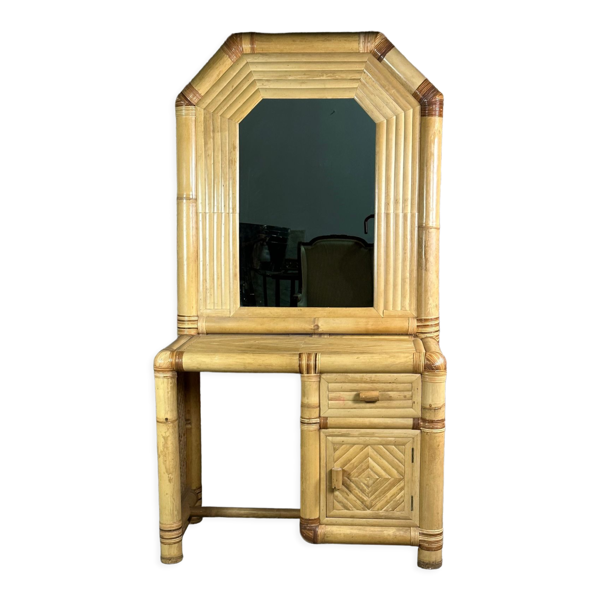 Coiffeuse en bambou vintage 1970