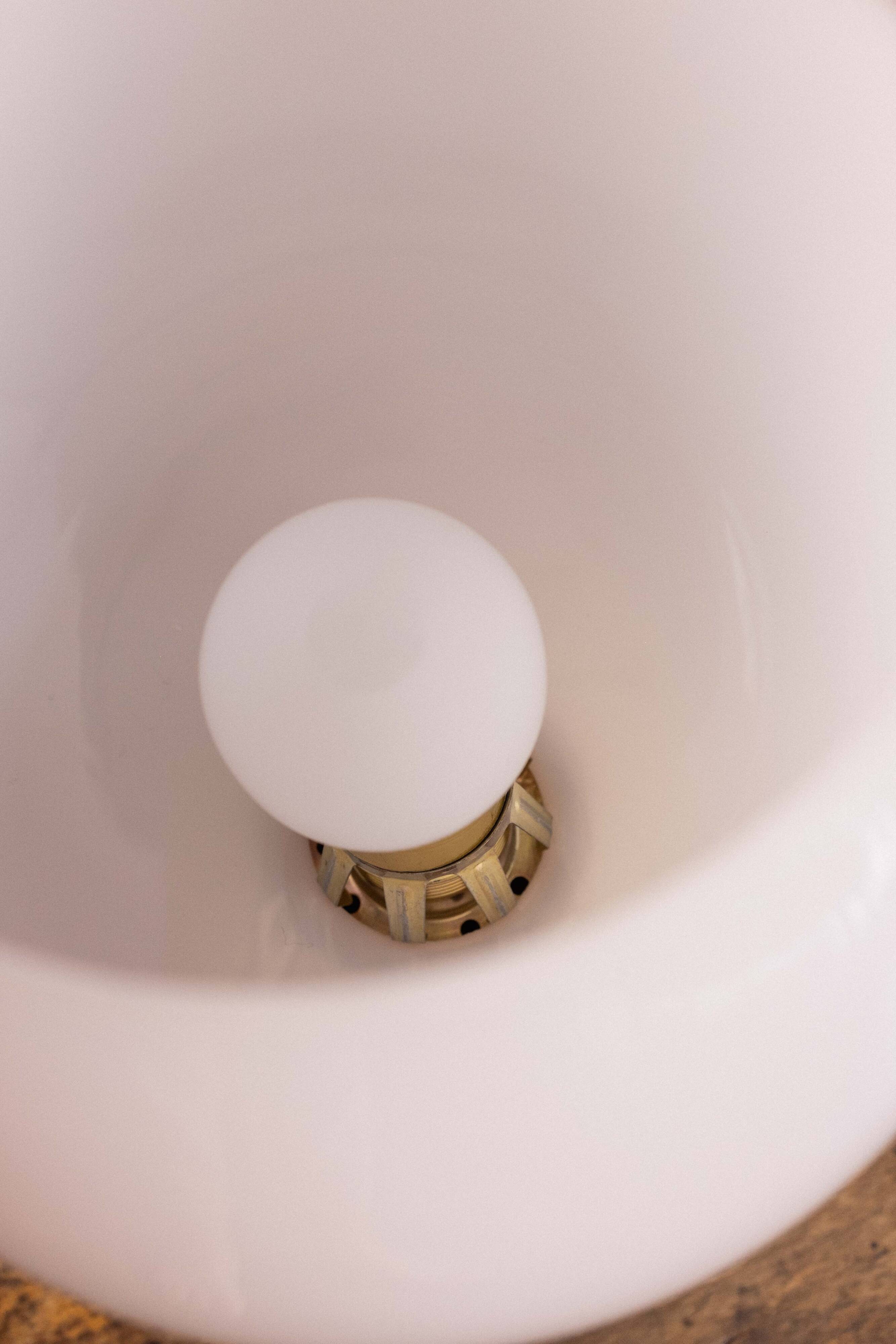 Vintage Czechoslovak Powder Pink Glass Table Lamp, 1970s