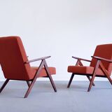 Mid Century Easy Chairs Model B 310 Var in Rusty Brown Boucle