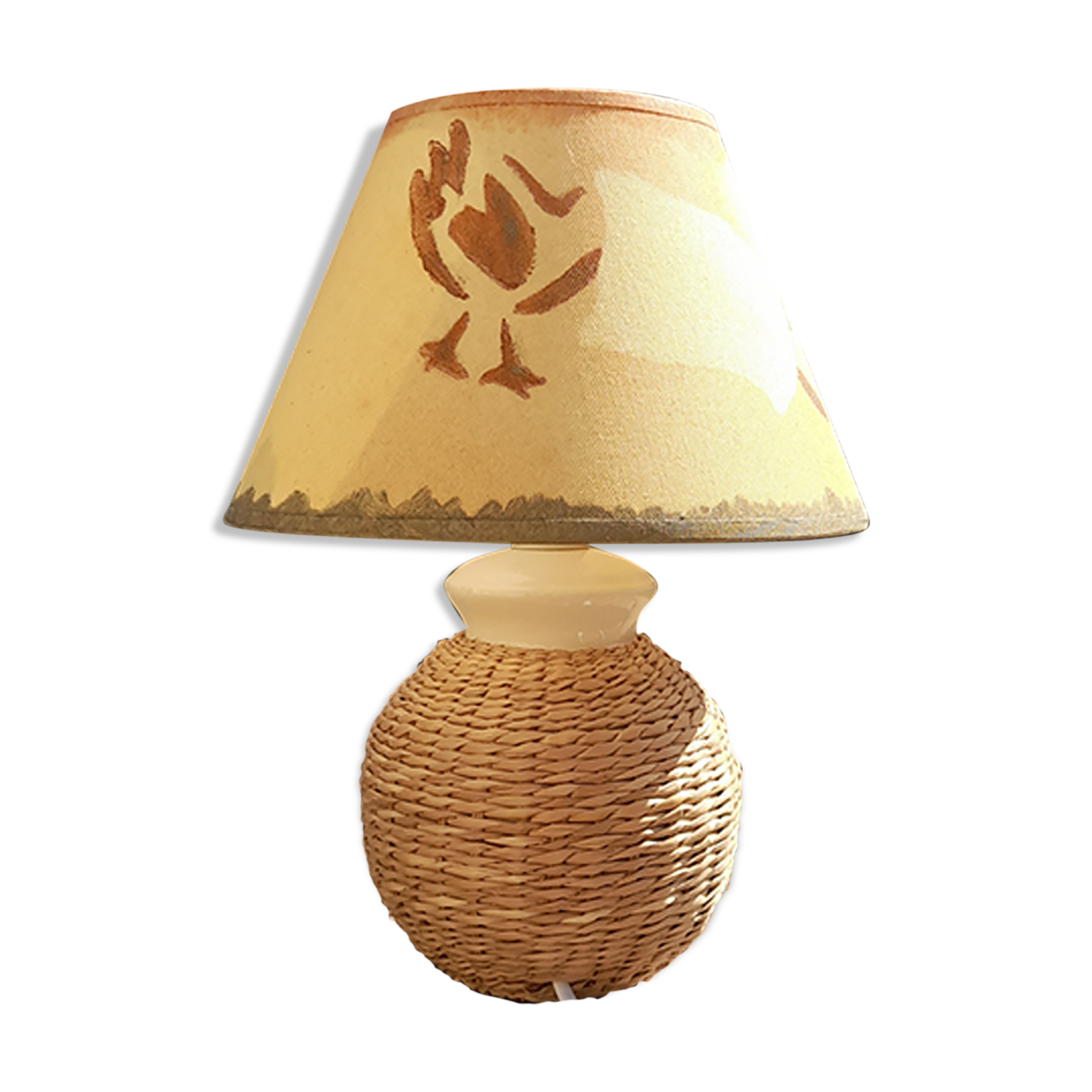 Small lamp to lay foot rattan ball, vintage