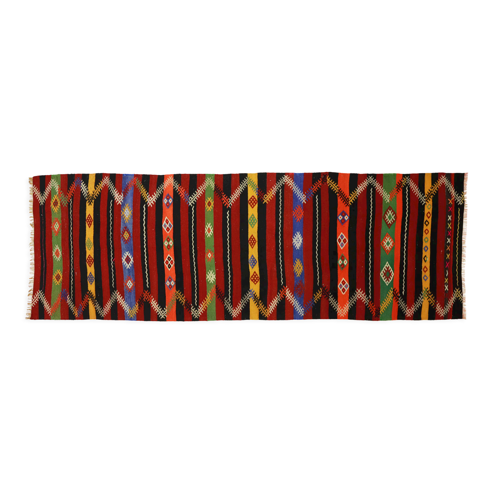 Anatolian handmade kilim rug 332 cm x 114 cm