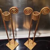 2 golden metal candlesticks