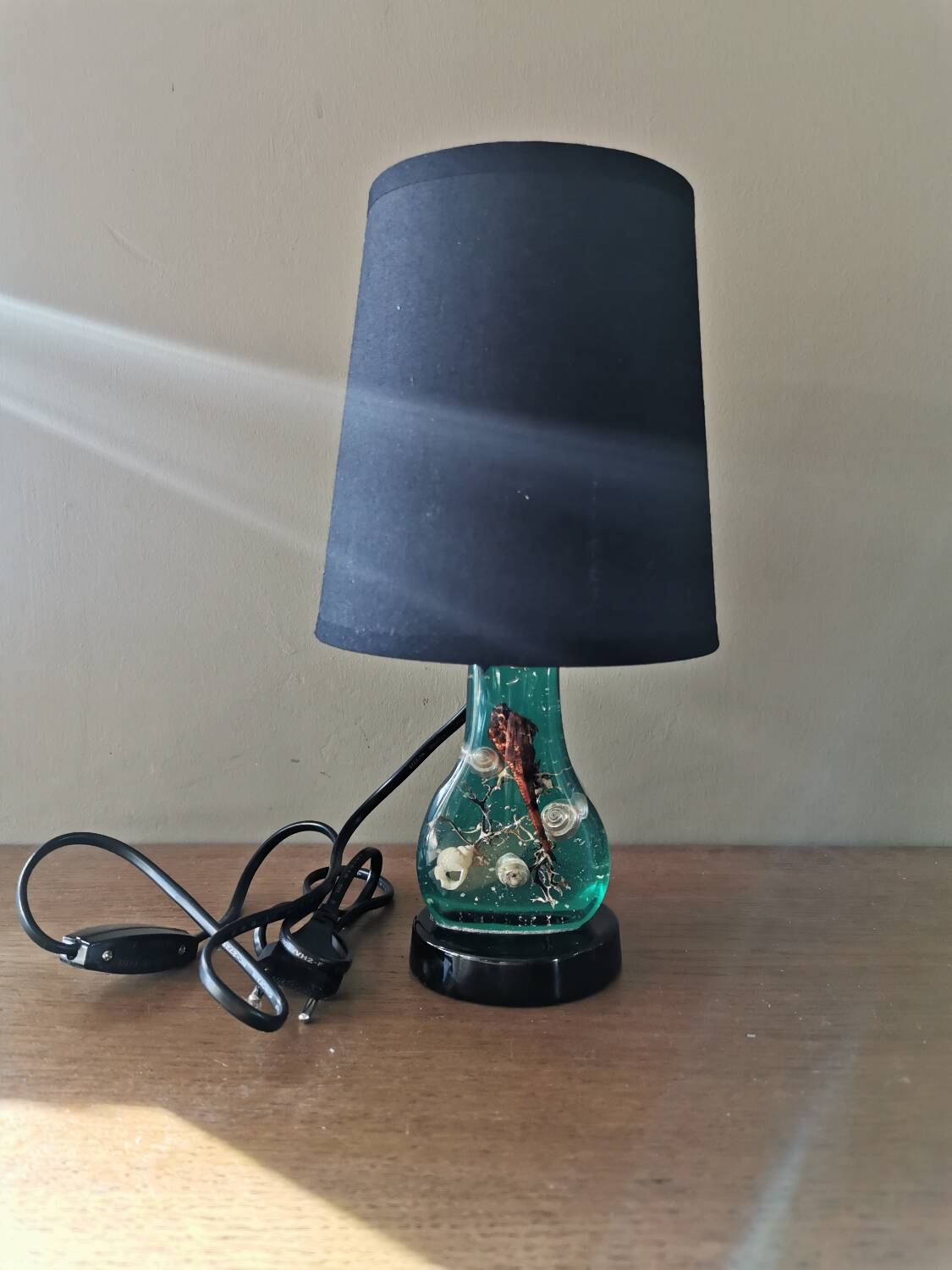Vintage resin inclusion lamp curiosity cabinet