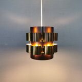 Danish cylindrical hanging lamp in brown and gold 1980s