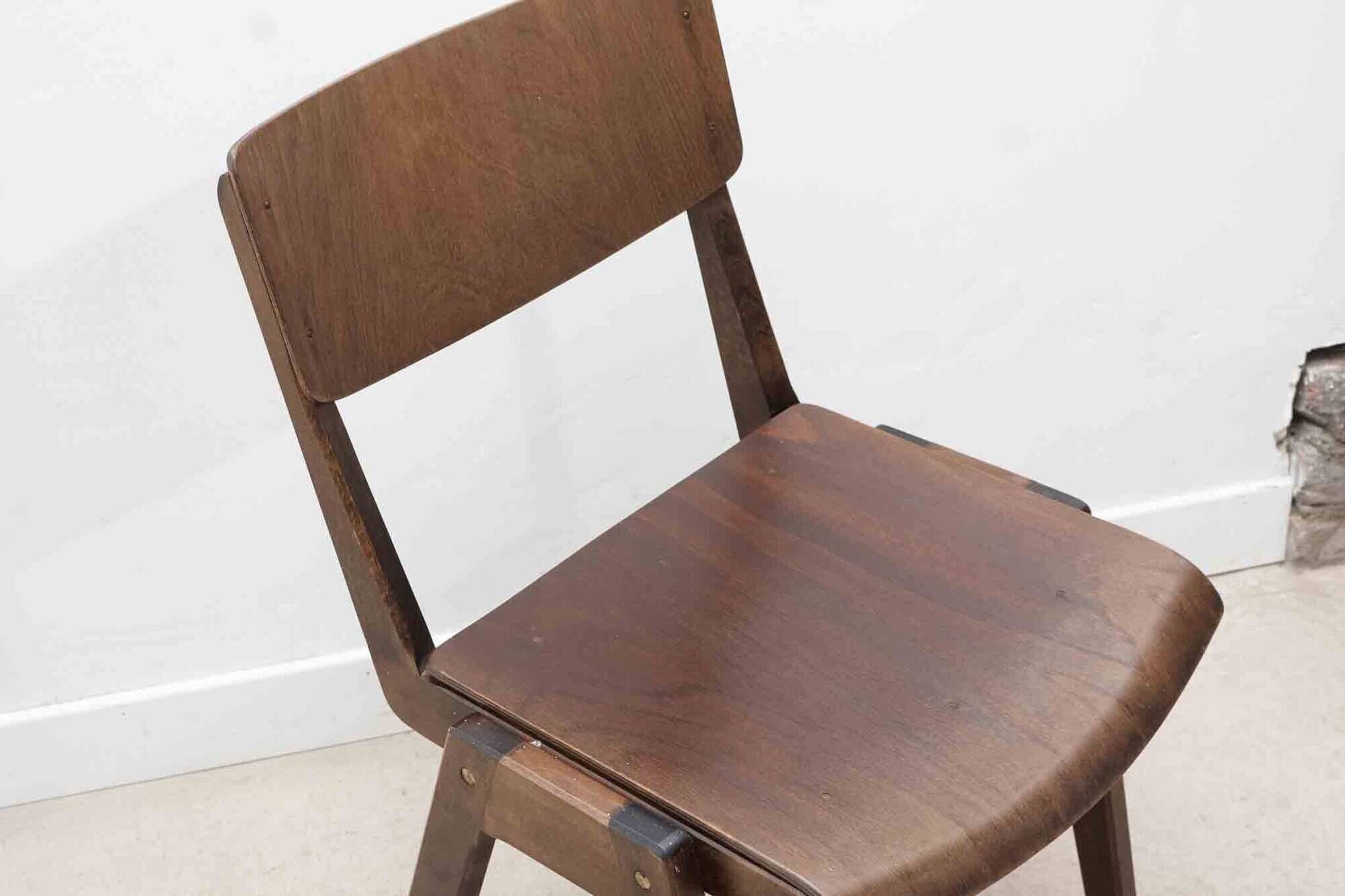 Stackable bistro chair in ebony-colored wood, Germany 1960s