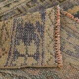 Faded Mustard Geometric Pattern Vintage Persian Runner Rug, 85x306 Cm