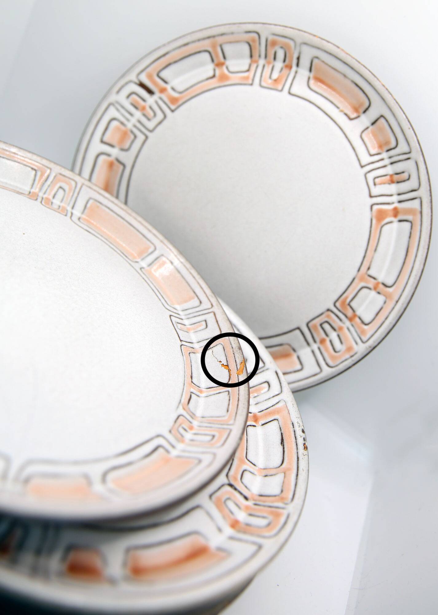 Set of 8 plates, 5 desserts and 3 hollow collection Maille de Niderviller