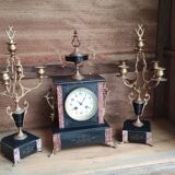 Old fireplace set period Napoleon III clock clock chandeliers