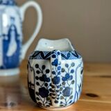 Teapot Sugar Bowl Creamer Japanese Porcelain Asian Blue White Floral Geisha
