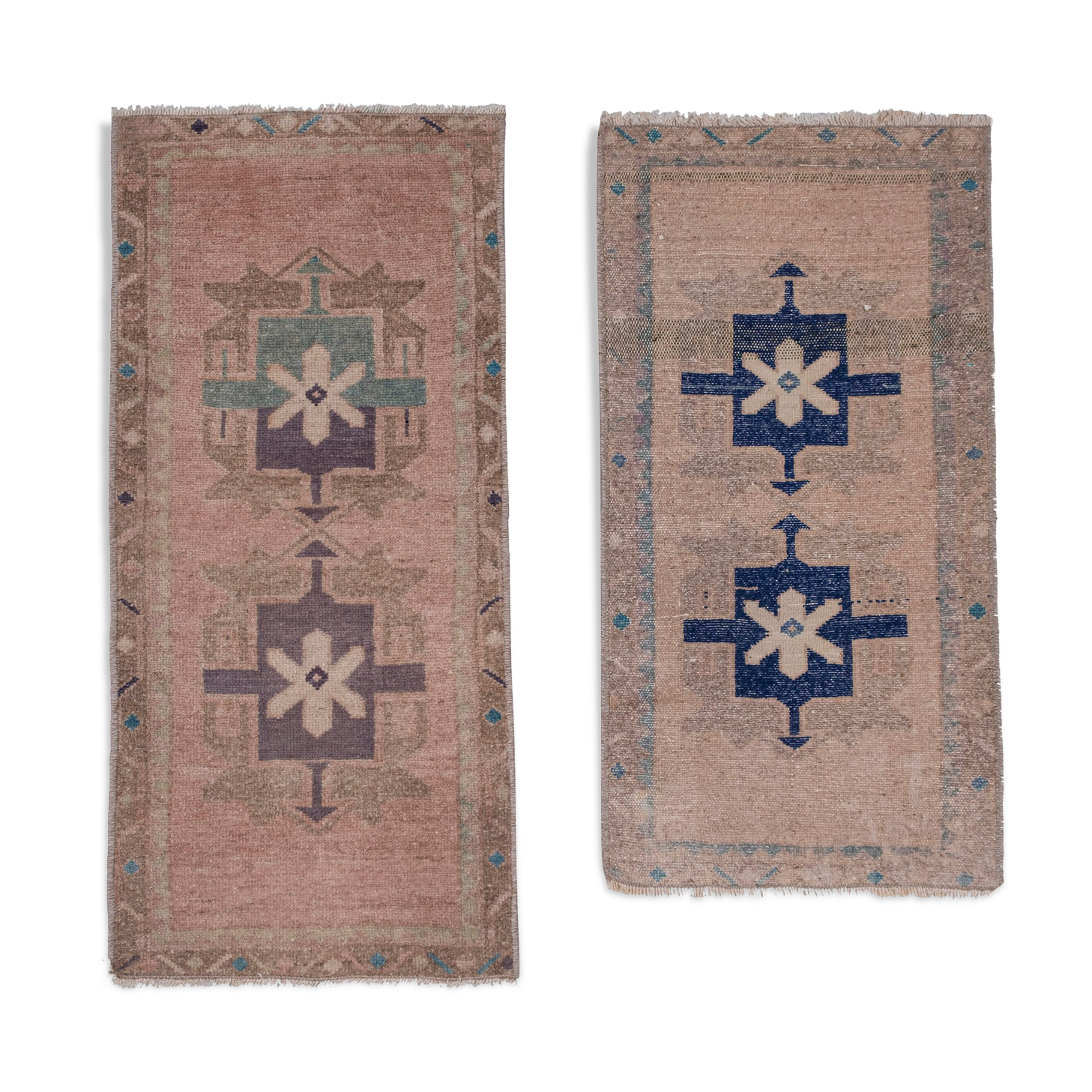 Small Distressed Turkish Rugs, 1970s, Set of 2 46 x 98 - 45 x 87 cm