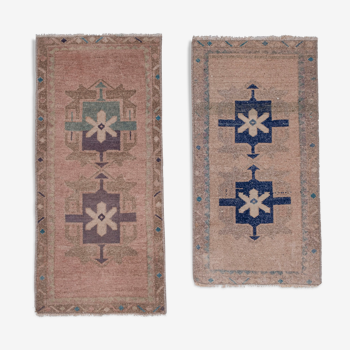 Small Distressed Turkish Rugs, 1970s, Set of 2 46 x 98 - 45 x 87 cm