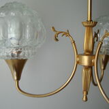 Chandelier 3 branches vintage bubbled globes