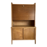 1950s oak secretary with sliding doors
