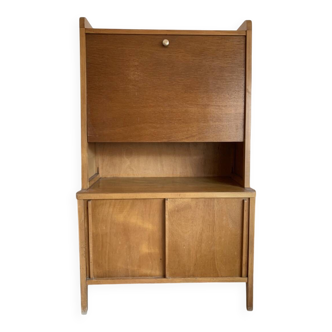1950s oak secretary with sliding doors