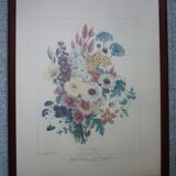 Framed Vilmorin lithograph, bouquet No 7, 1857, E. Champin