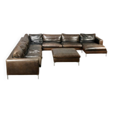 GIGANTIC MODULAR LEATHER SOFA FOR 12 PEOPLE.
