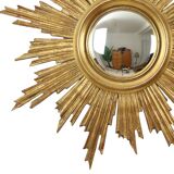 Large Wooden Sun Mirror Sunburst Deknudt Gold Leaf 70cm