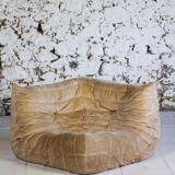 Chauffeuse d'angle Togo velours beige par Michel Ducaroy pour Ligne Roset