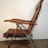 Maule Marga brown leatherette reclining and folding armchair made in Italy vintage 1970