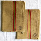 Set of two ancient tea towels tinted in Indian yellow