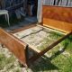 Former art deco bed 2 people wood - vintage golden ornaments
