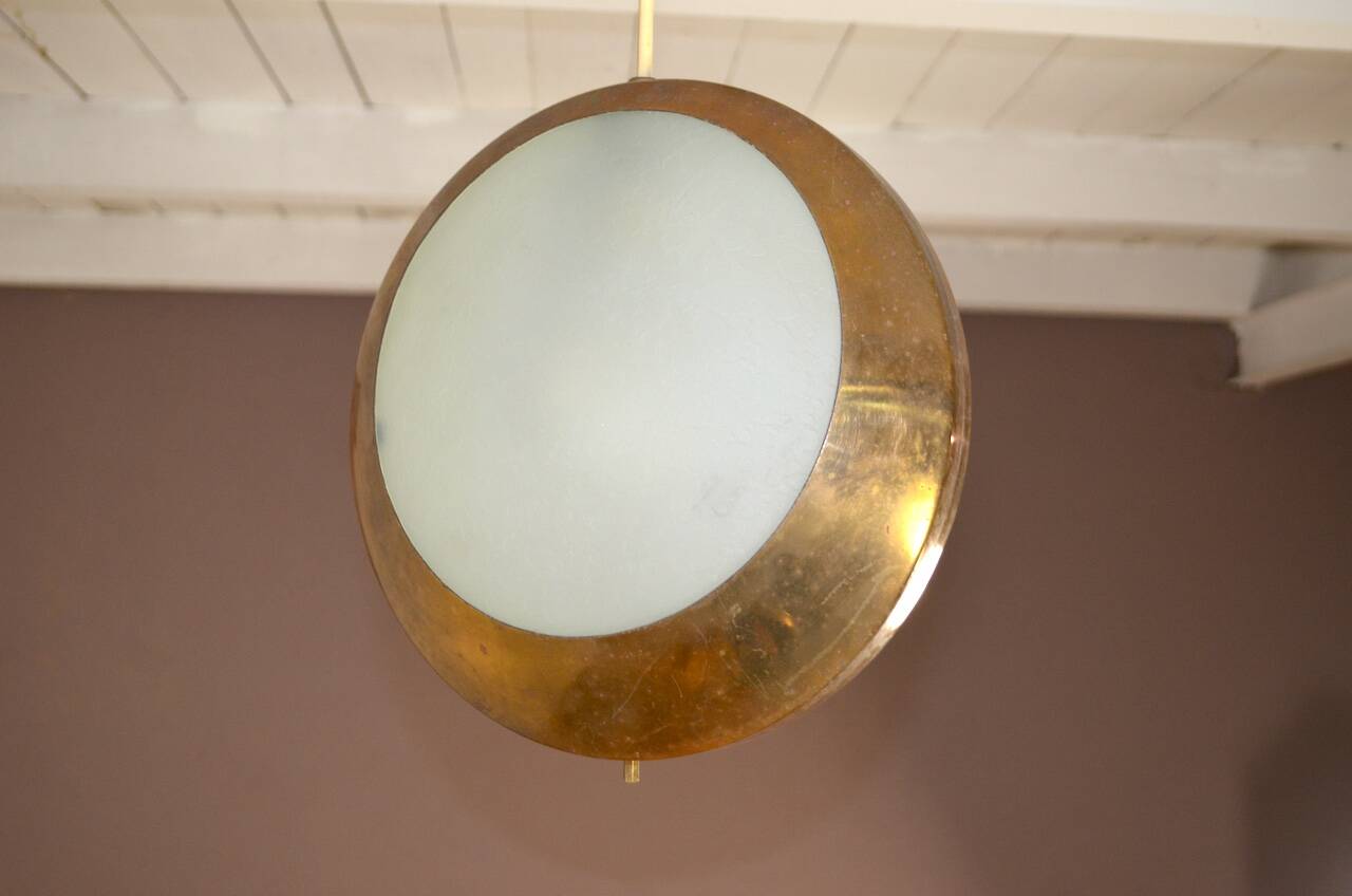 Stilnovo Pendant Lamp Model "1205" 1960s, Vintage 1960s Brass Chandelier