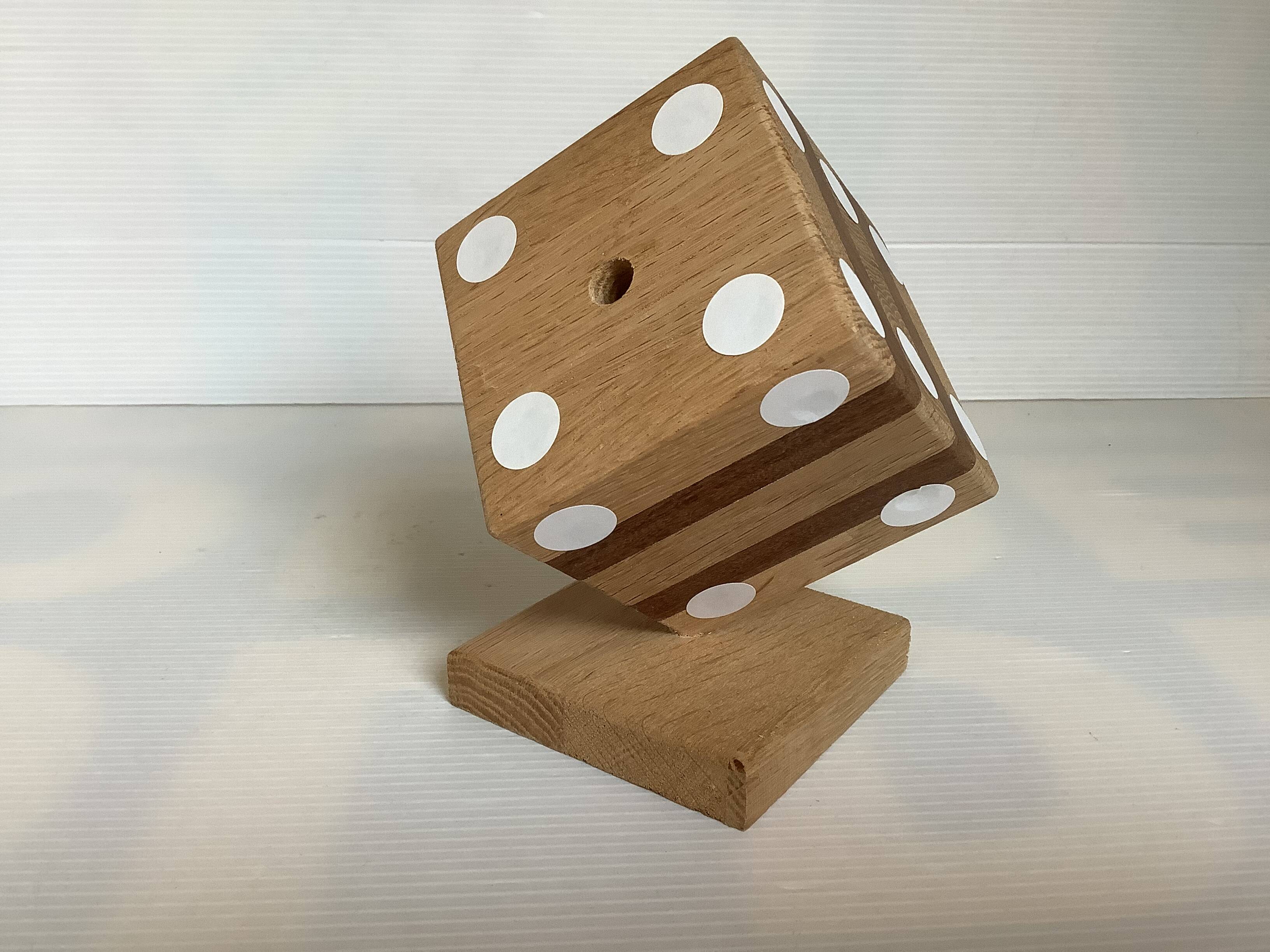 Wooden playing dice pen holder