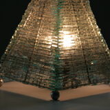 Lampe pyramide en verre et métal, 1970s