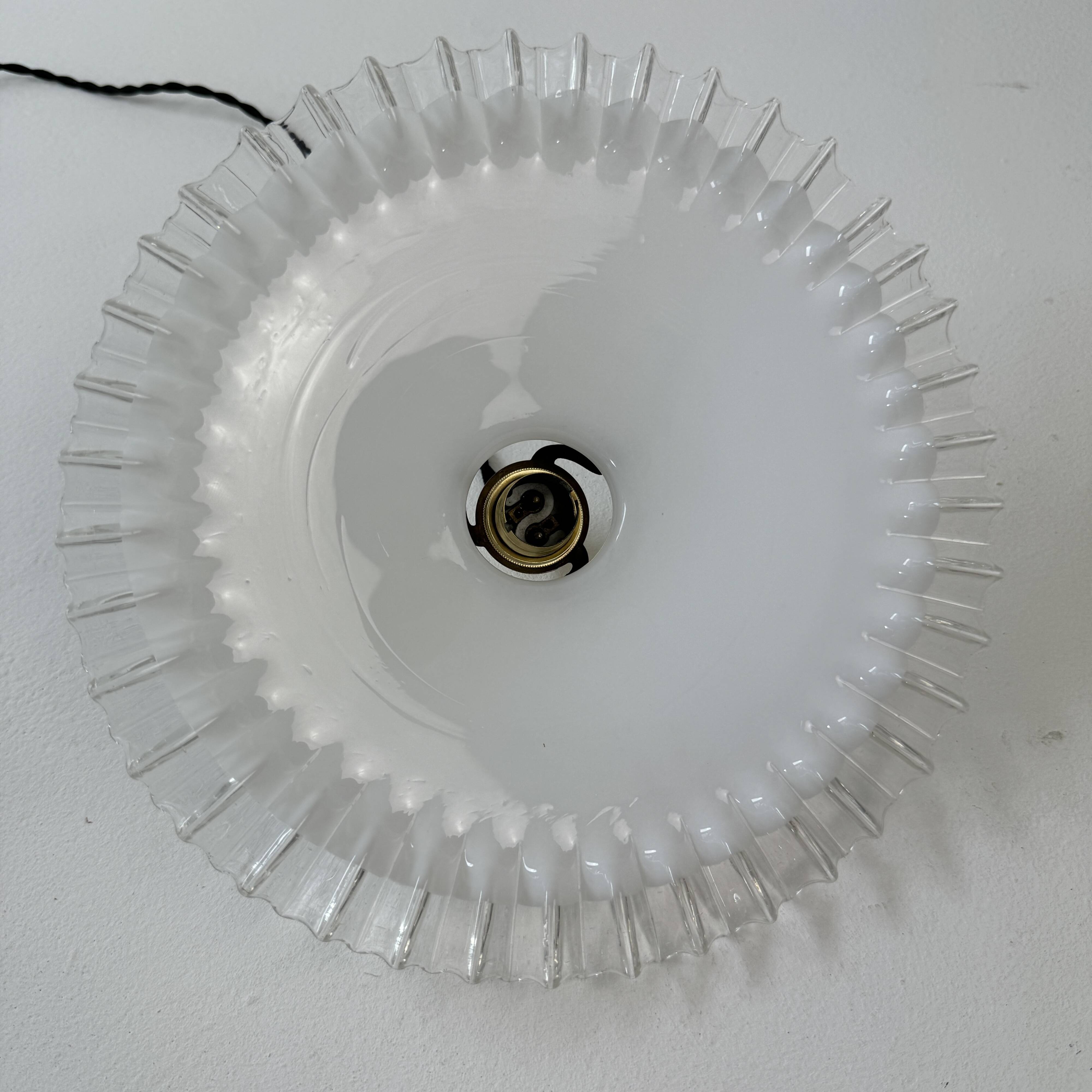 Vintage opaline lace pendant light, 25.5 cm