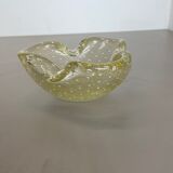 Murano Glass "Gold Dust Bubble" Bowl Element Shell Ashtray Murano, Italy, 1970s