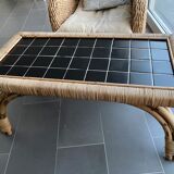 Coffee table year 60 in bamboo and ceramic
