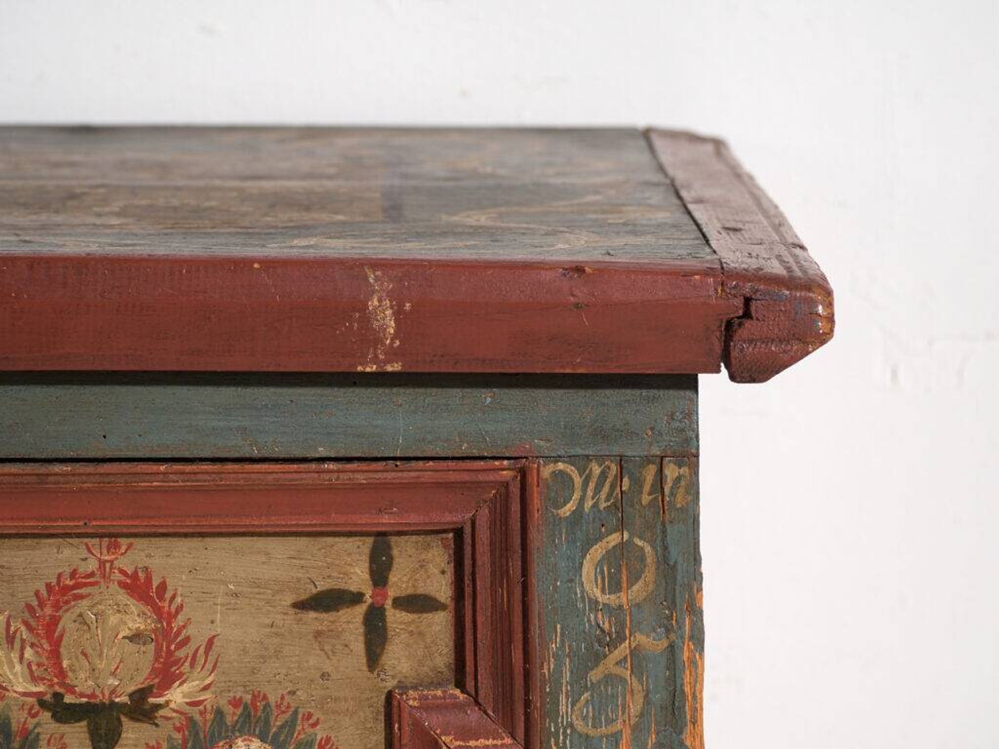 Antique wedding chest painted in pine – Austro-Hungarian Empire, Year 1775