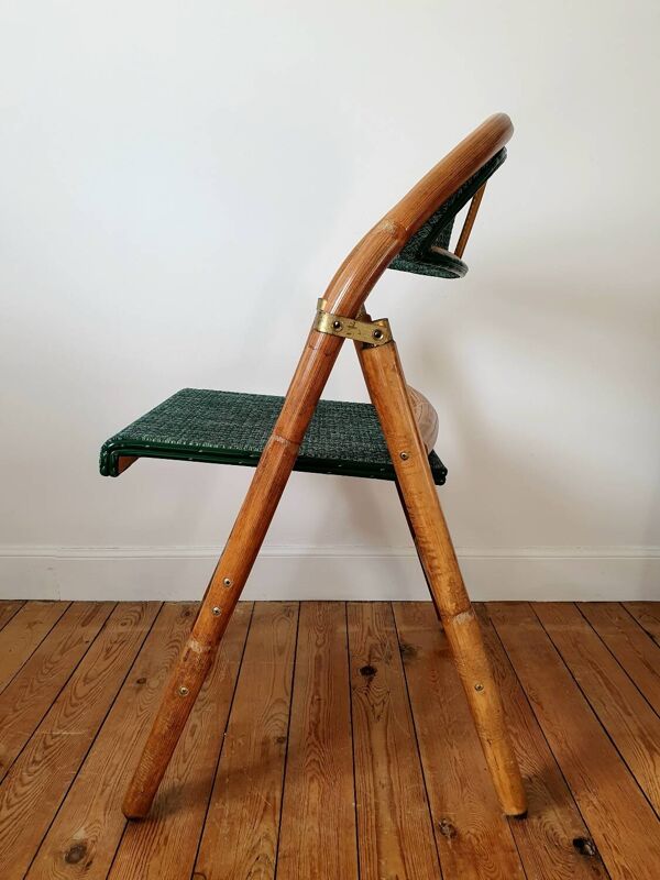 Paire de chaises de bistrot pliantes en rotin