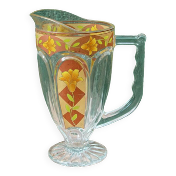 Glass lemonade pitcher, art deco