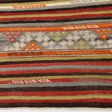 6x11 Peach Color Striped Kilim Rug, Antique Wool Kilim Rug, 165x326