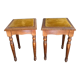 Antique wooden stools, velvet seats