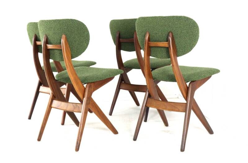 Set of 4 AwA Scissor Chairs - teak mid century modern - new upholstery