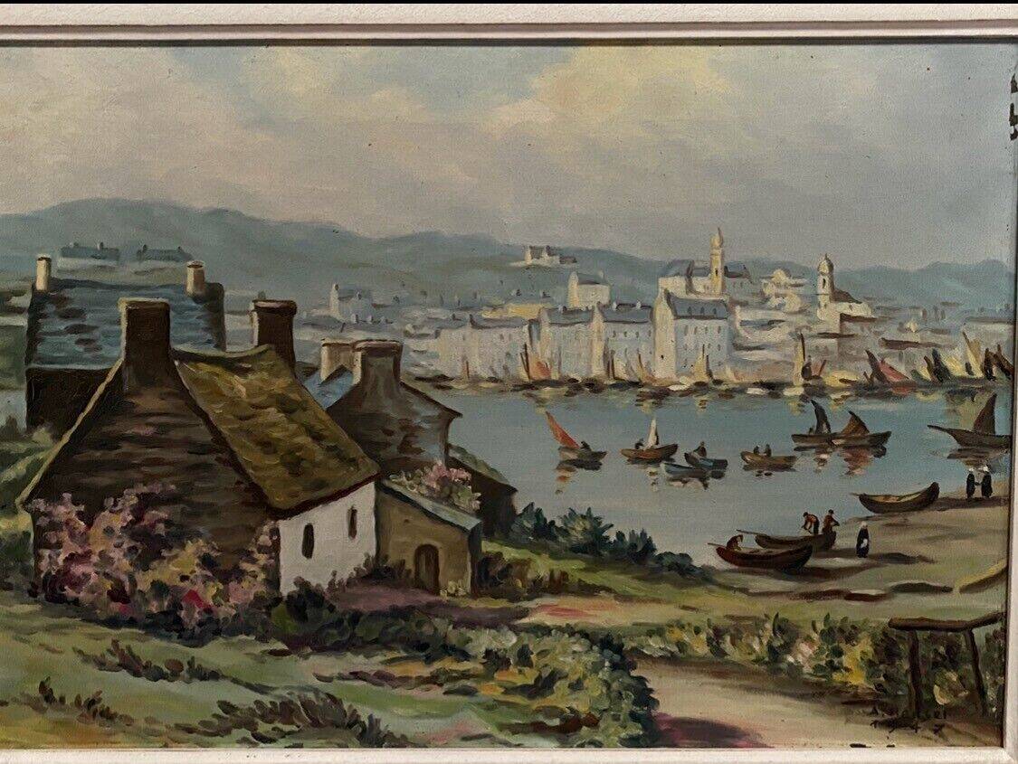 Breton landscape oil signed A. Hensel or Henset mid-20th century frame