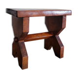 Brutalist wooden stool