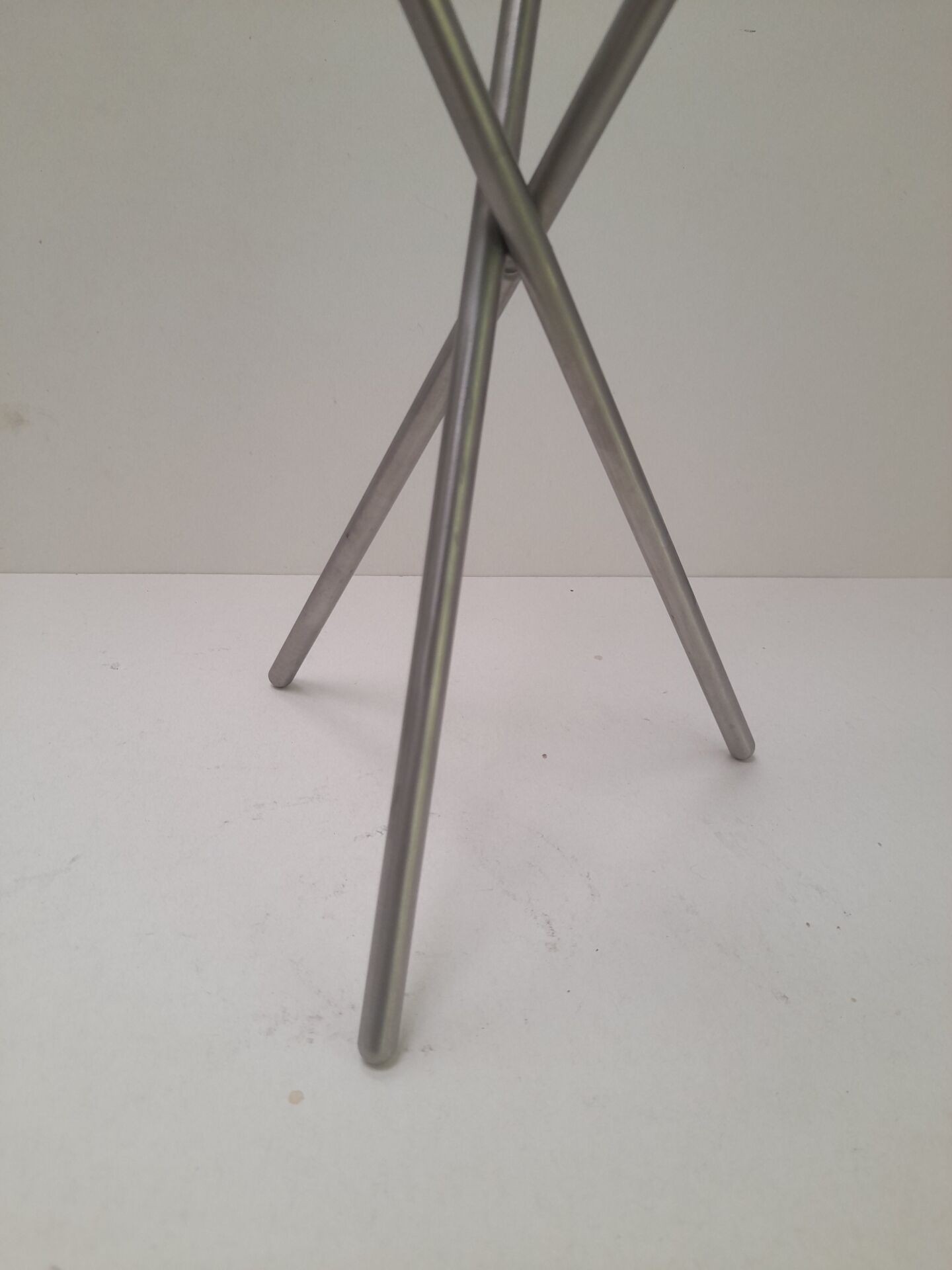 Large tripod candlestick in brushed aluminium