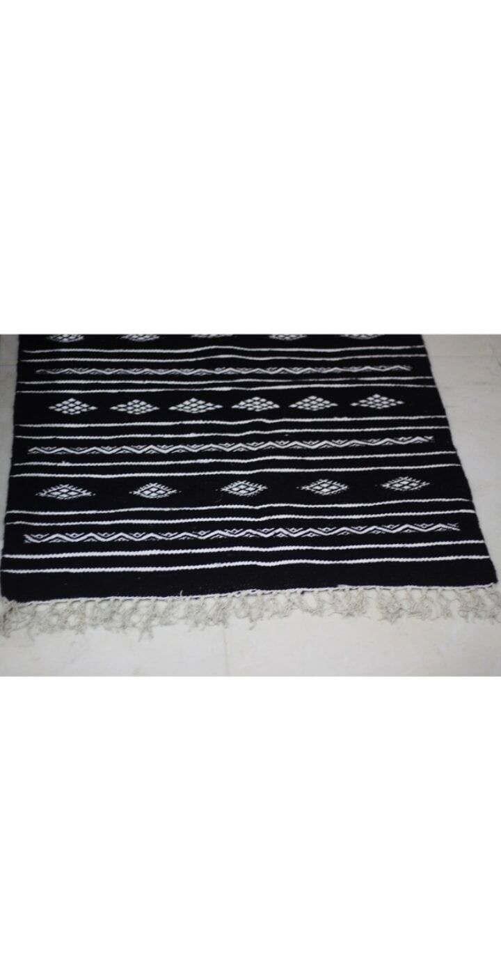Black Berber kilim carpet handmade  200x77cm